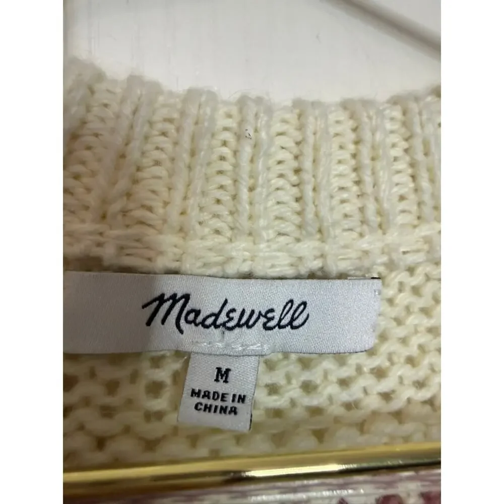 Madewell‎ Fair Isle Keaton Pullover Sweater Women M Cream Alpaca Blend Mock Neck